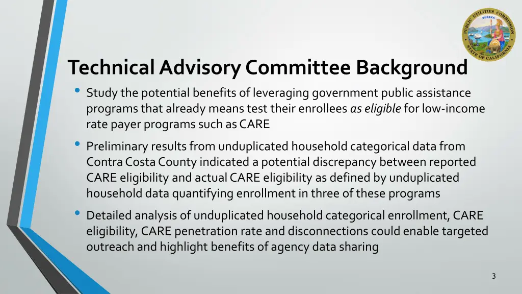 technical advisory committee background study