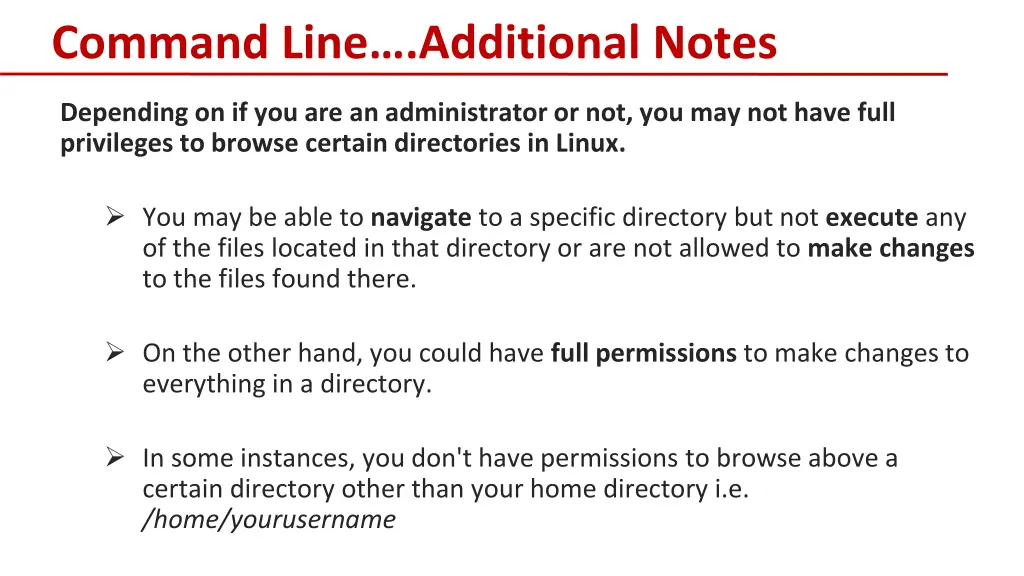 command line additional notes