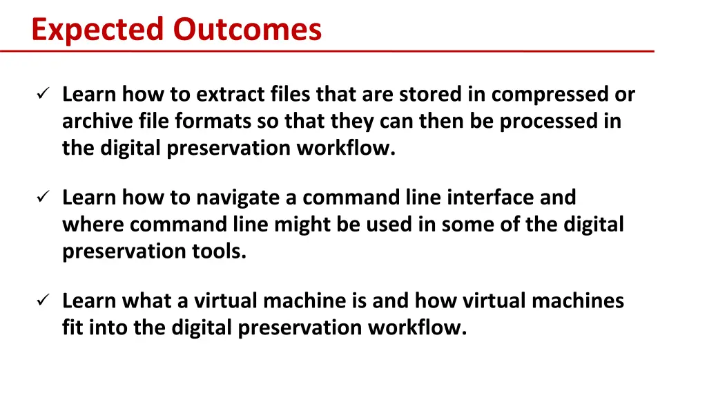 expected outcomes