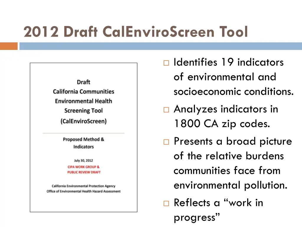 2012 draft calenviroscreen tool