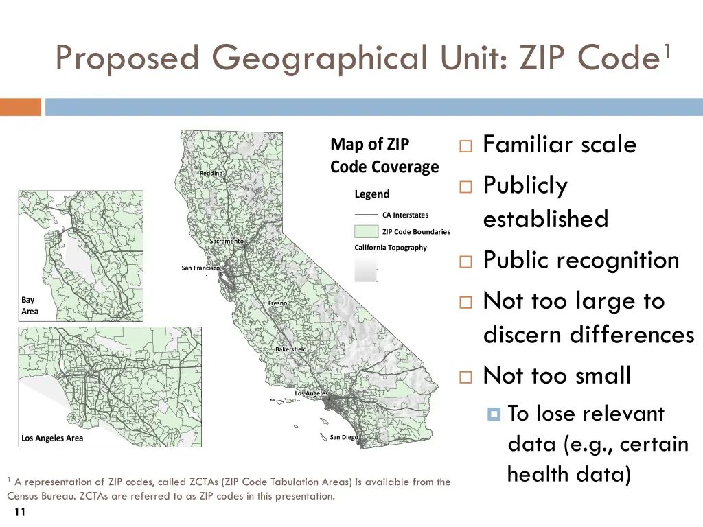 proposed geographical unit zip code 1