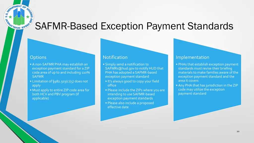 safmr based exception payment standards