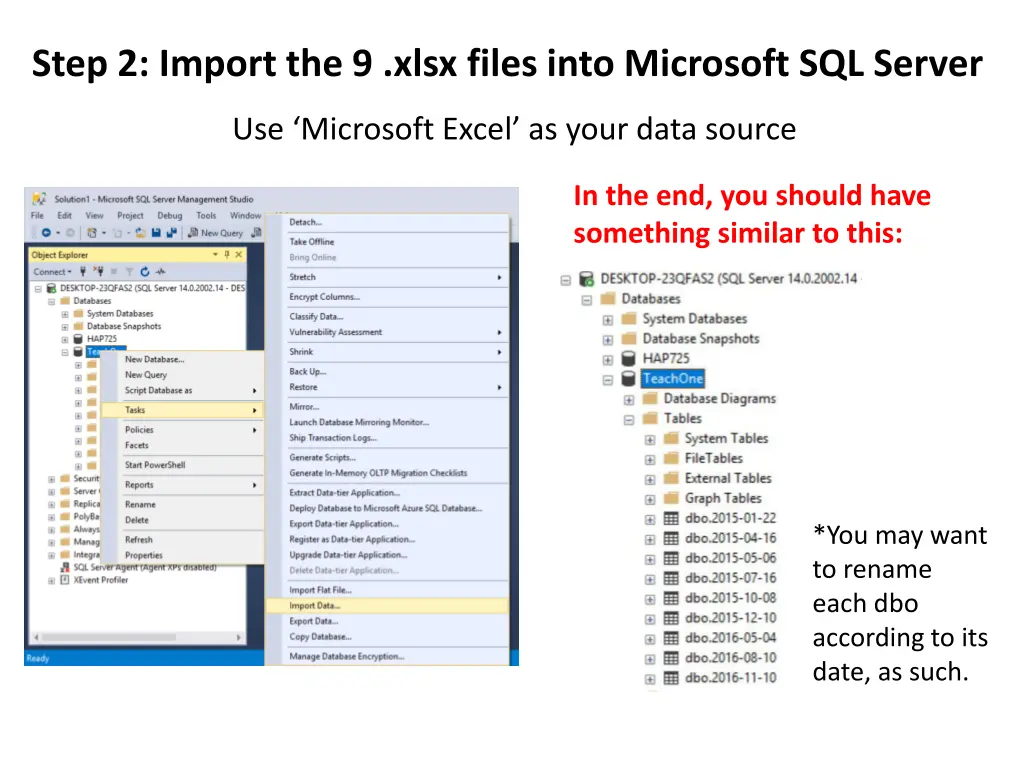 step 2 import the 9 xlsx files into microsoft