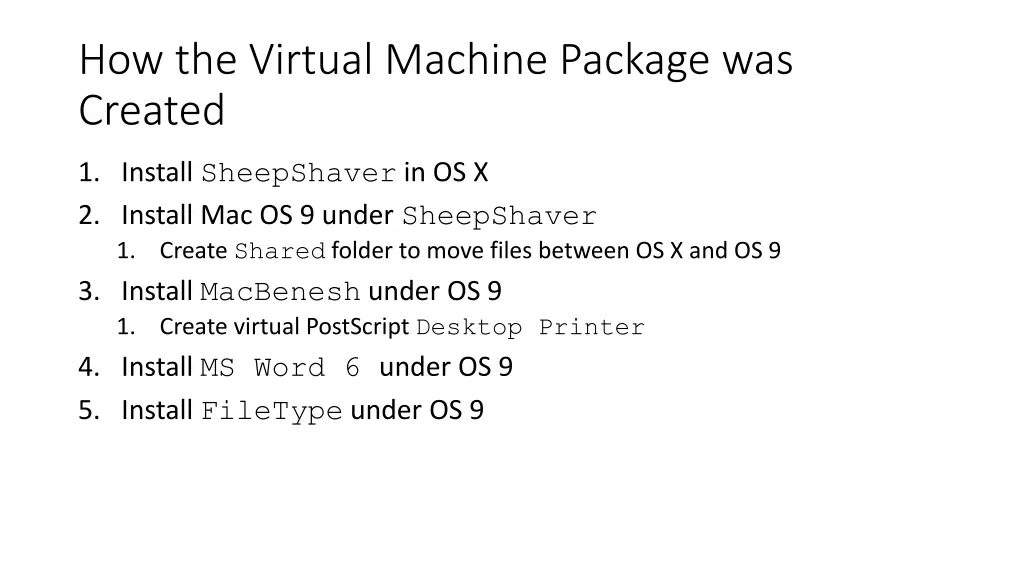 how the virtual machine package was created