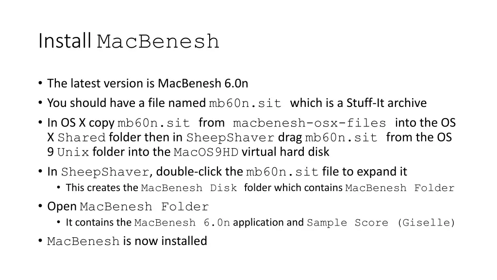 install macbenesh