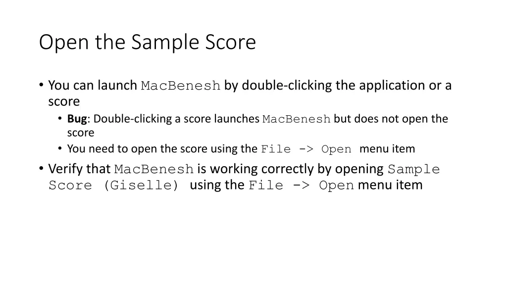 open the sample score