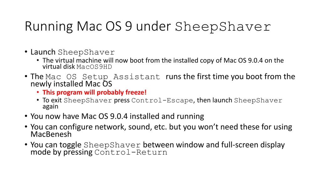 running mac os 9 under sheepshaver