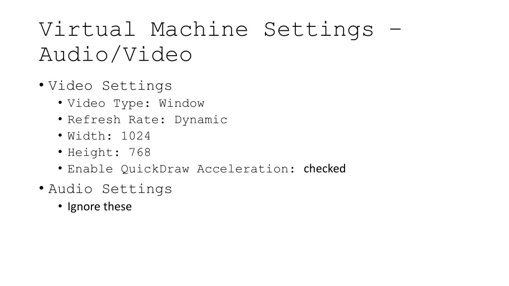 virtual machine settings audio video