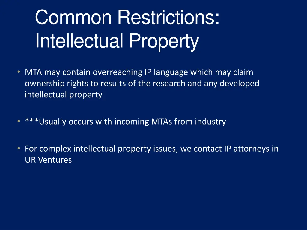 common restrictions intellectual property