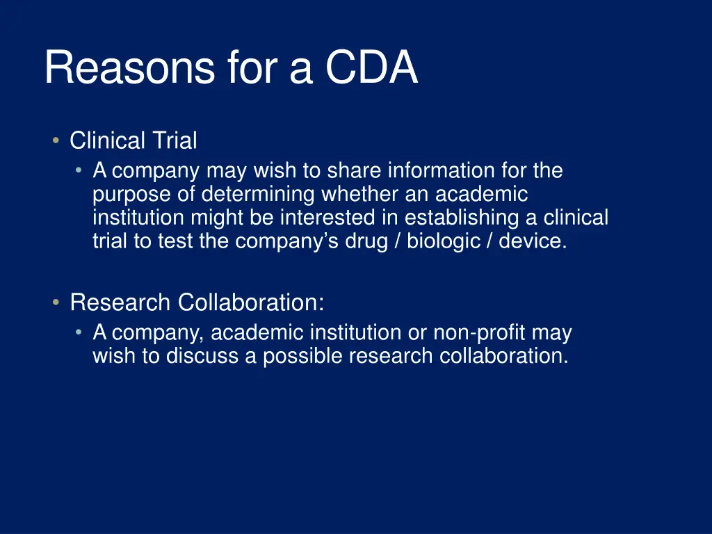 reasons for a cda