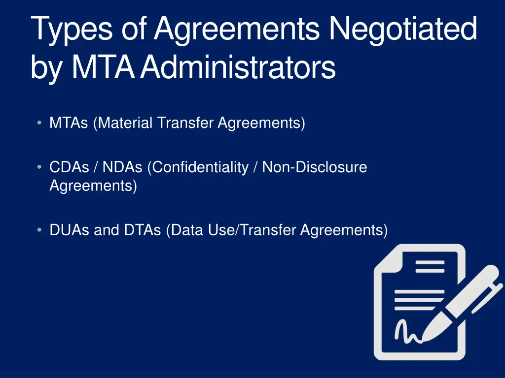 types of agreements negotiated