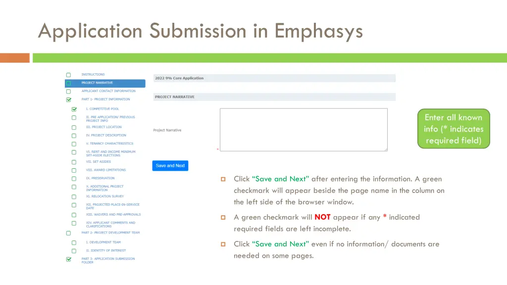 application submission in emphasys 1