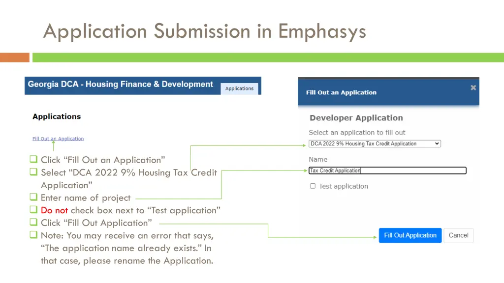 application submission in emphasys