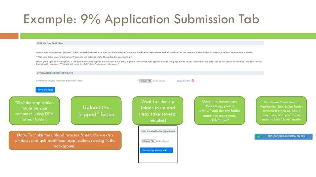 example 9 application submission tab