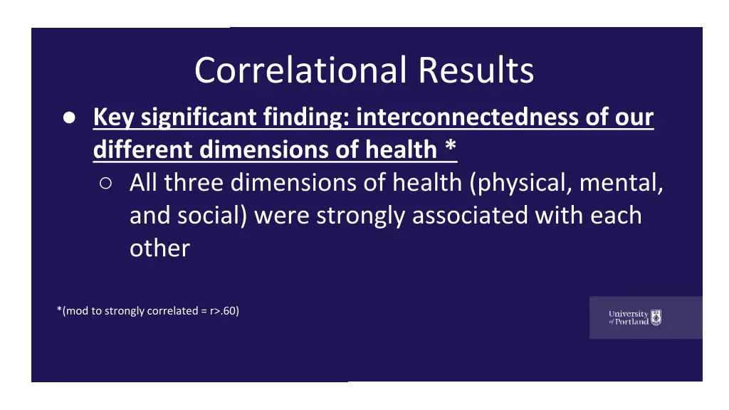 correlational results key significant finding