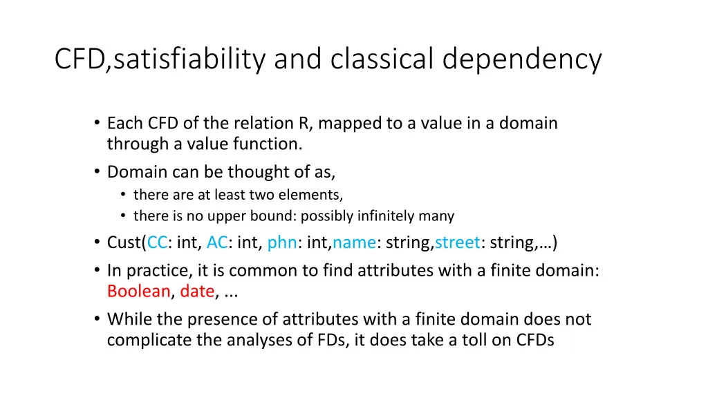 cfd satisfiability and classical dependency