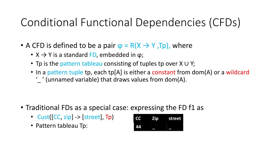 conditional functional dependencies cfds