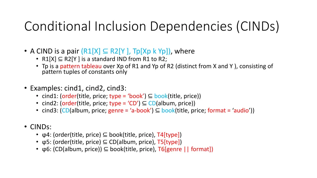 conditional inclusion dependencies cinds