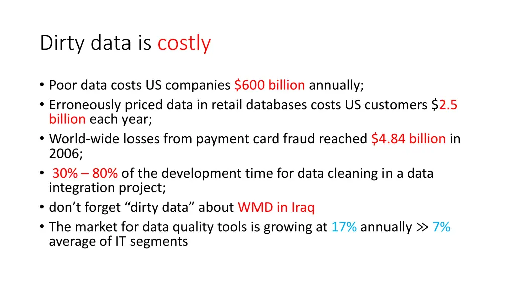 dirty data is costly