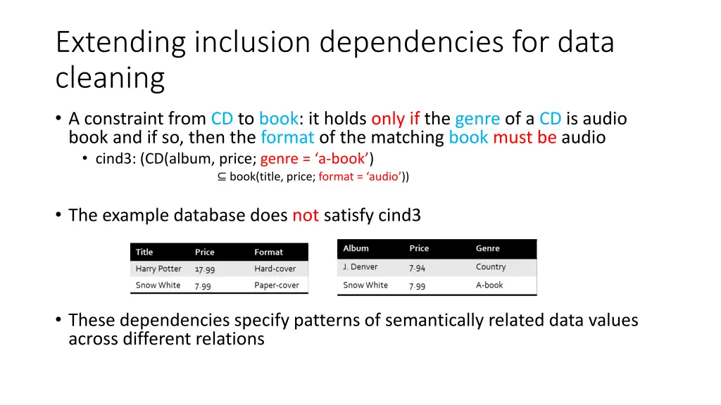 extending inclusion dependencies for data cleaning