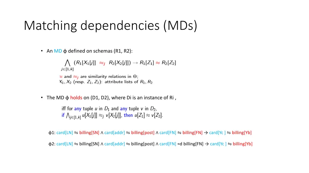 matching dependencies mds