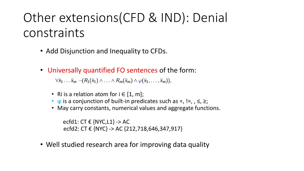 other extensions cfd ind denial constraints