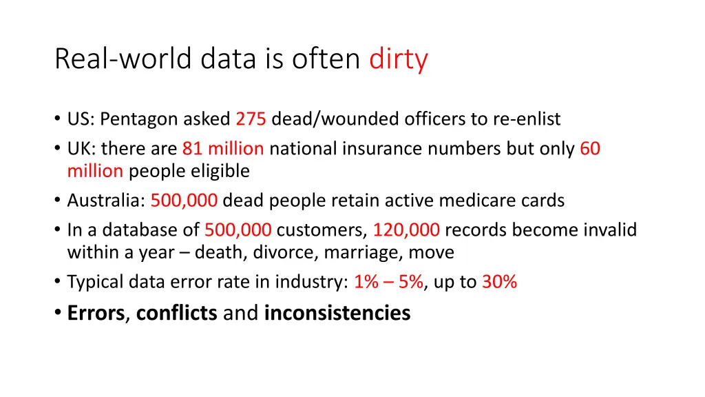 real world data is often dirty