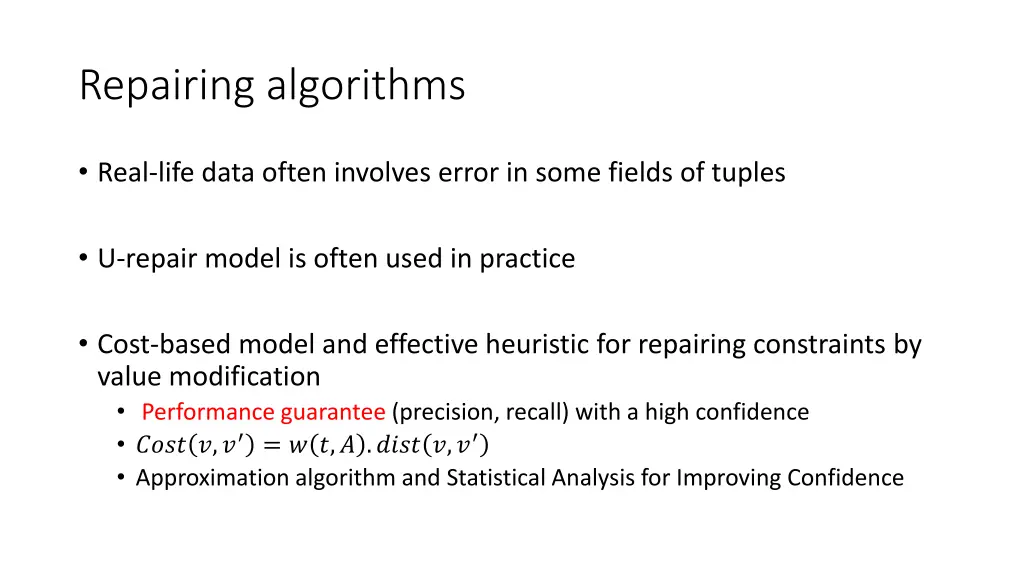 repairing algorithms