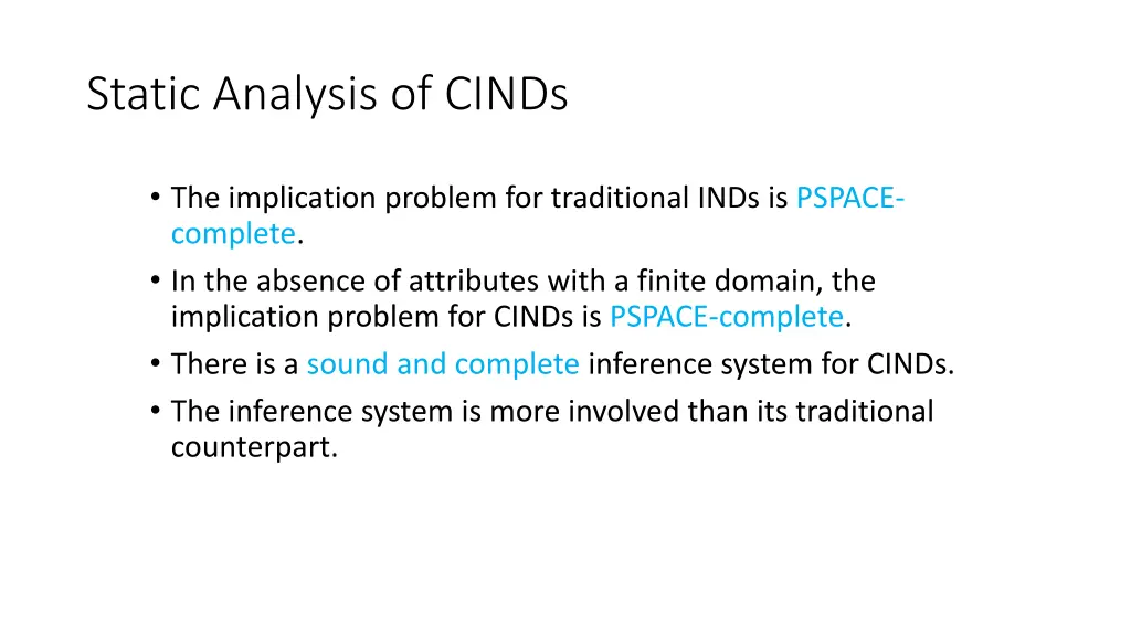 static analysis of cinds