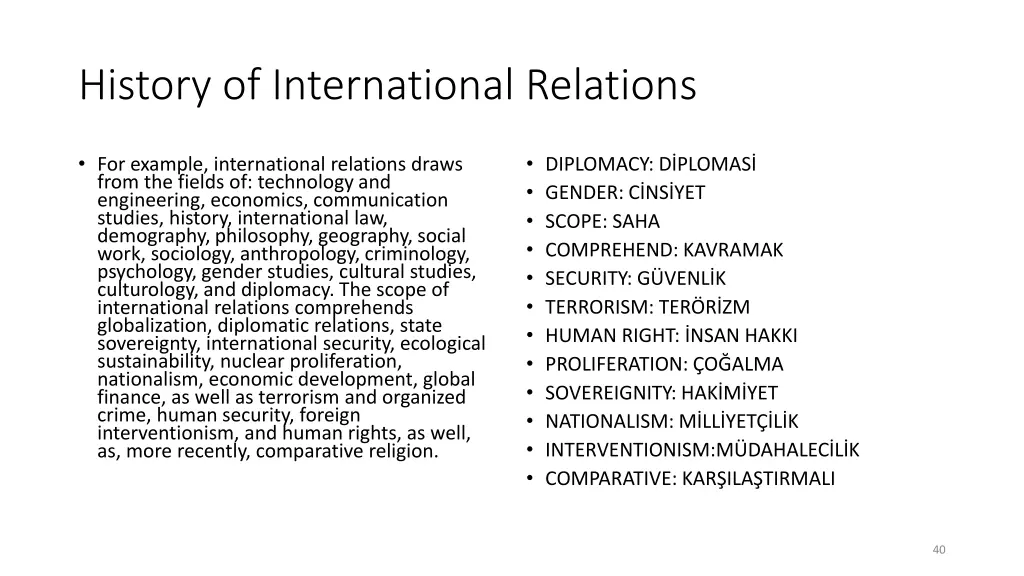 history of international relations 1