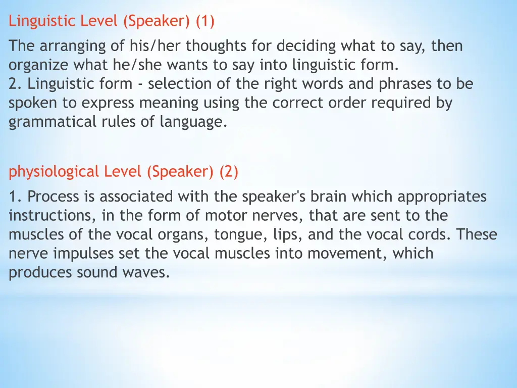 linguistic level speaker 1 the arranging