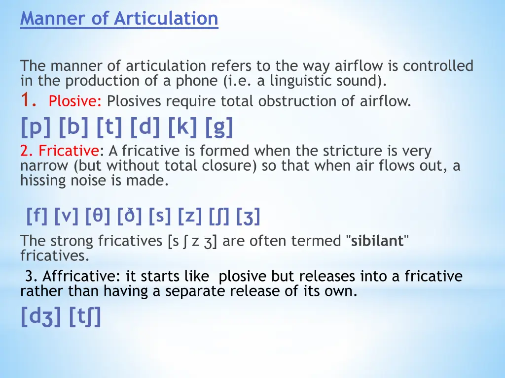 manner of articulation