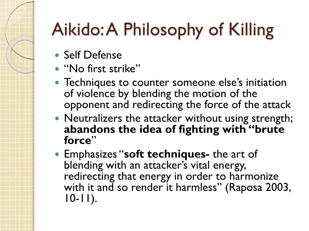 aikido a philosophy of killing