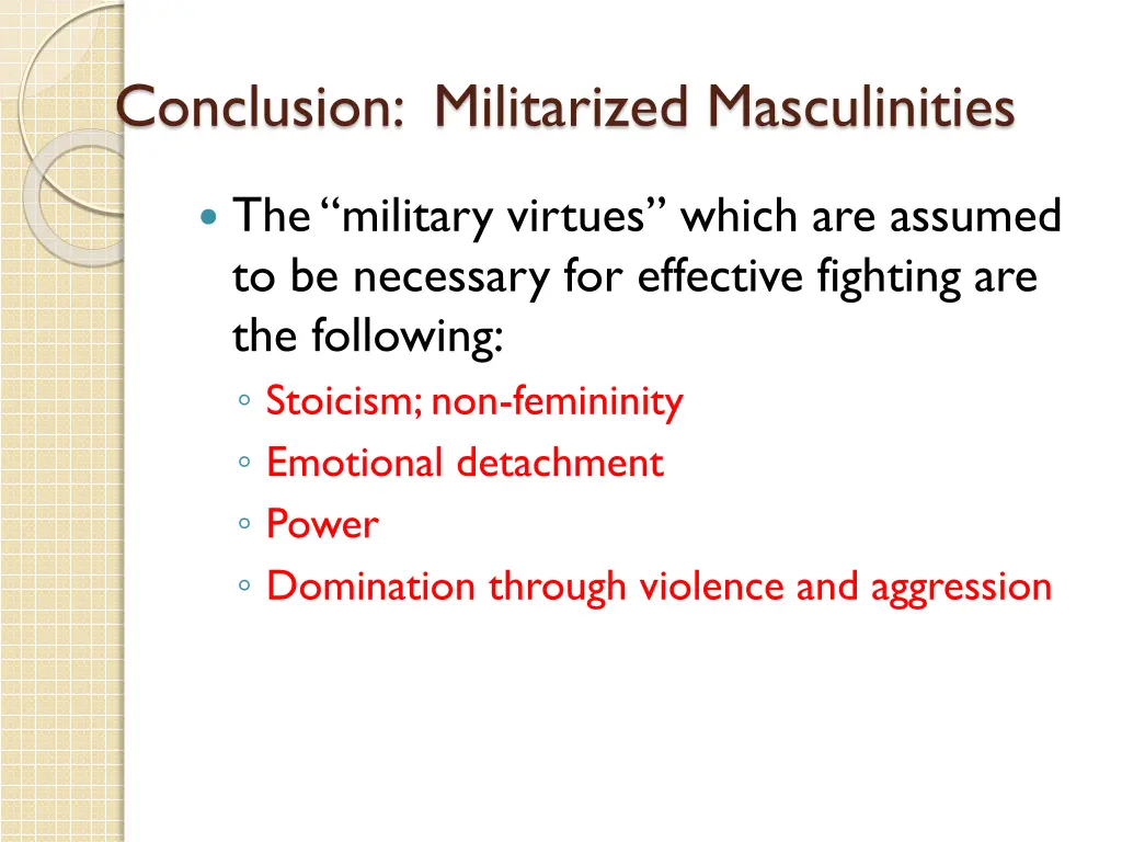 conclusion militarized masculinities