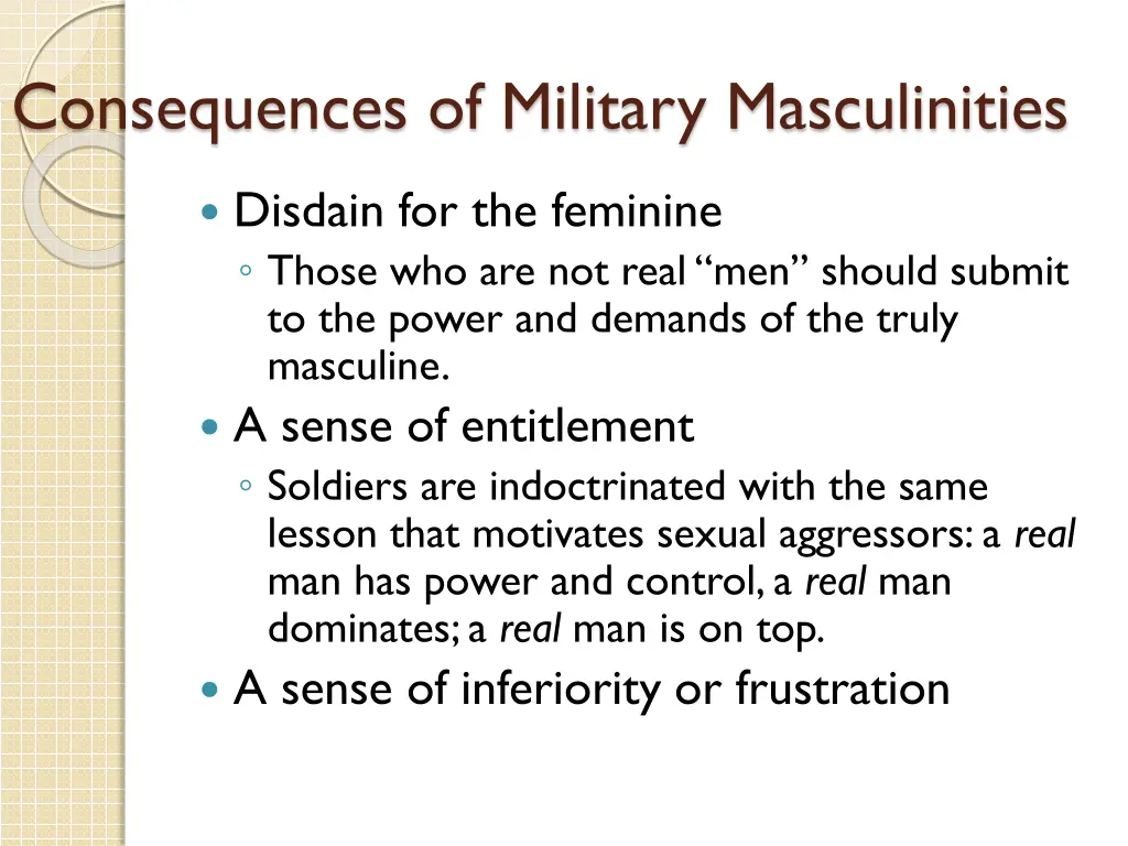 consequences of military masculinities