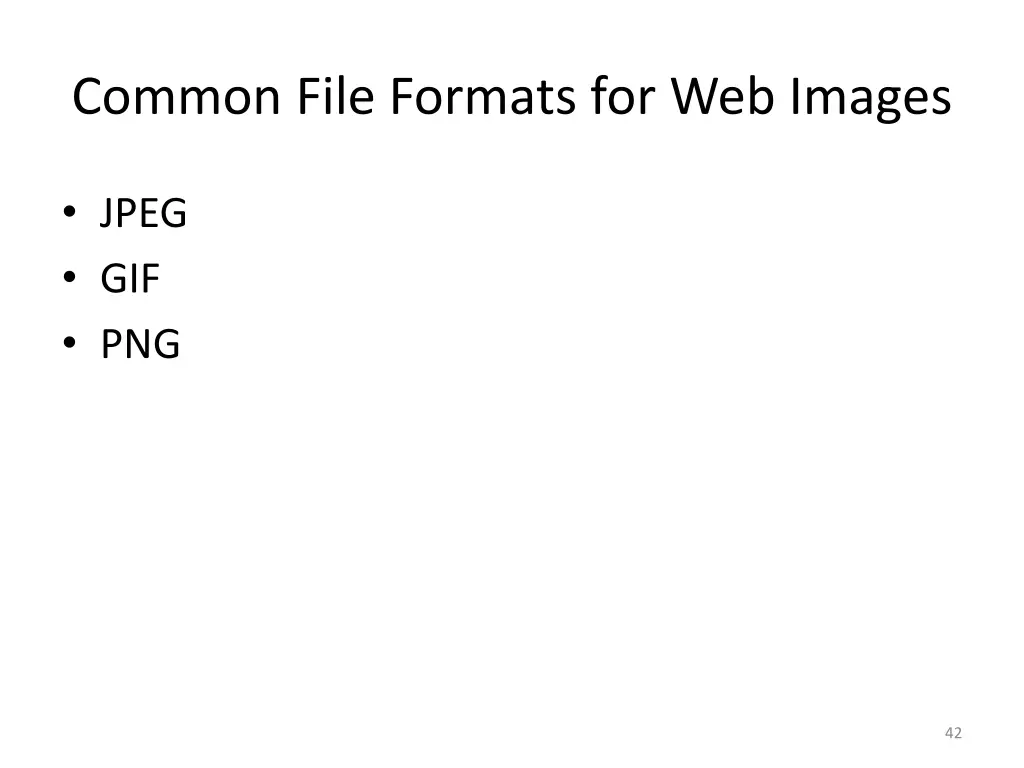 common file formats for web images