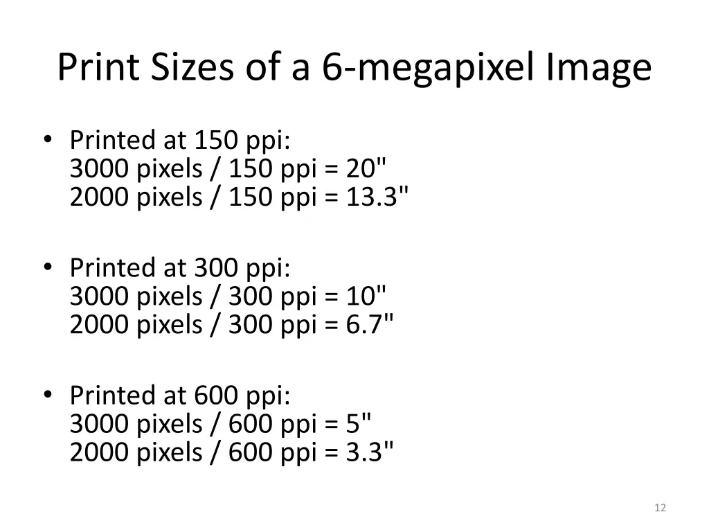 print sizes of a 6 megapixel image