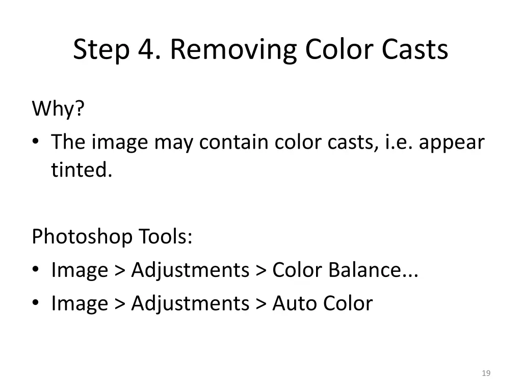 step 4 removing color casts