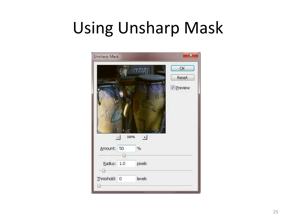 using unsharp mask