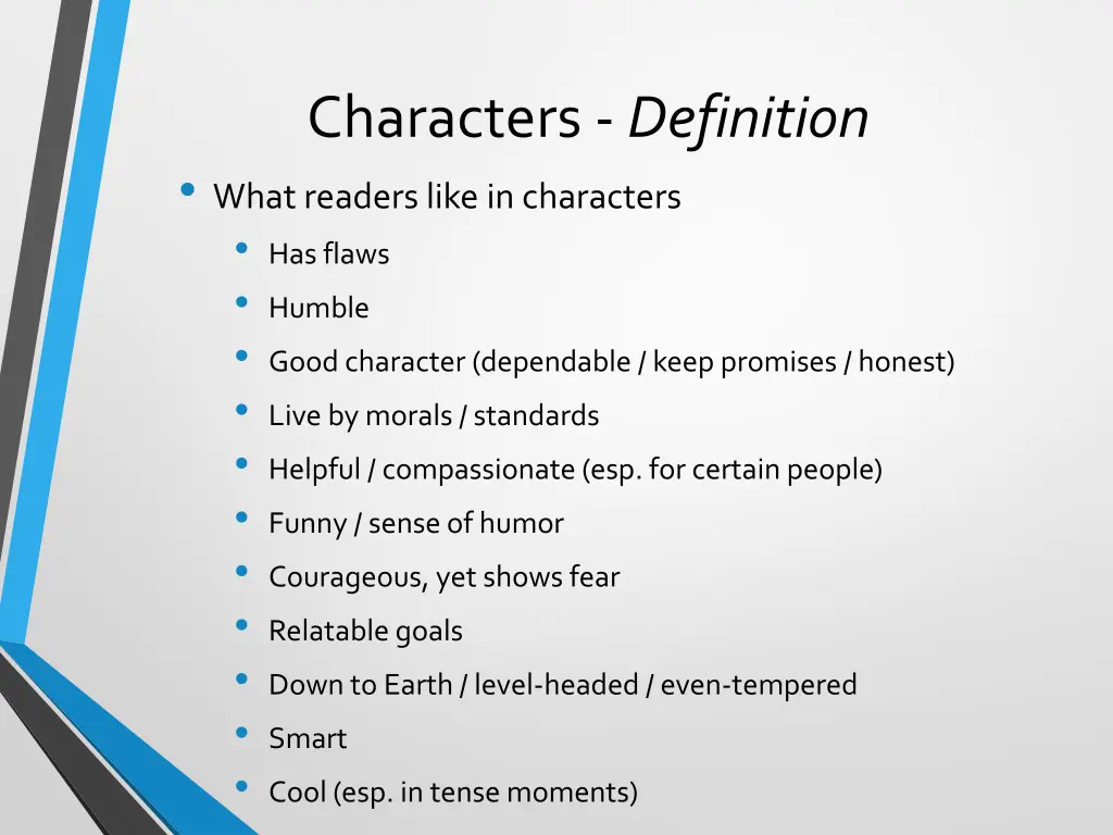 characters definition what readers like