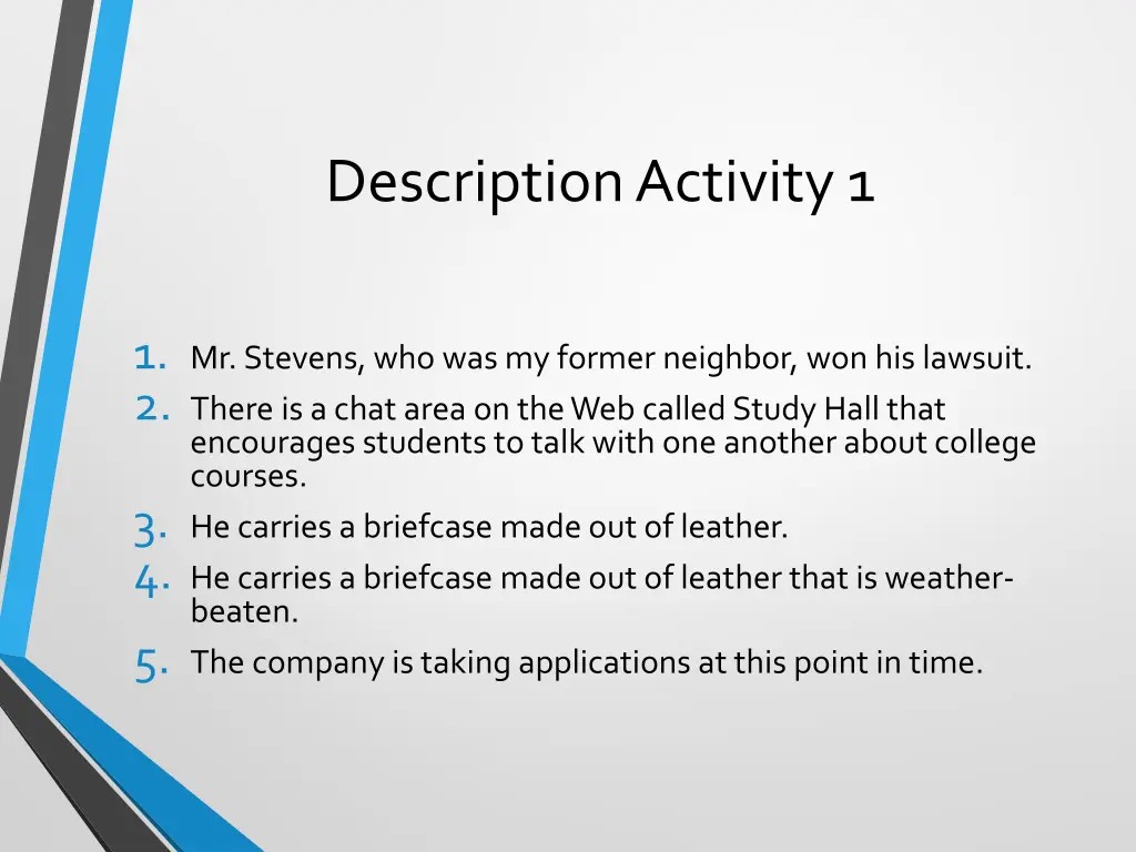 description activity 1