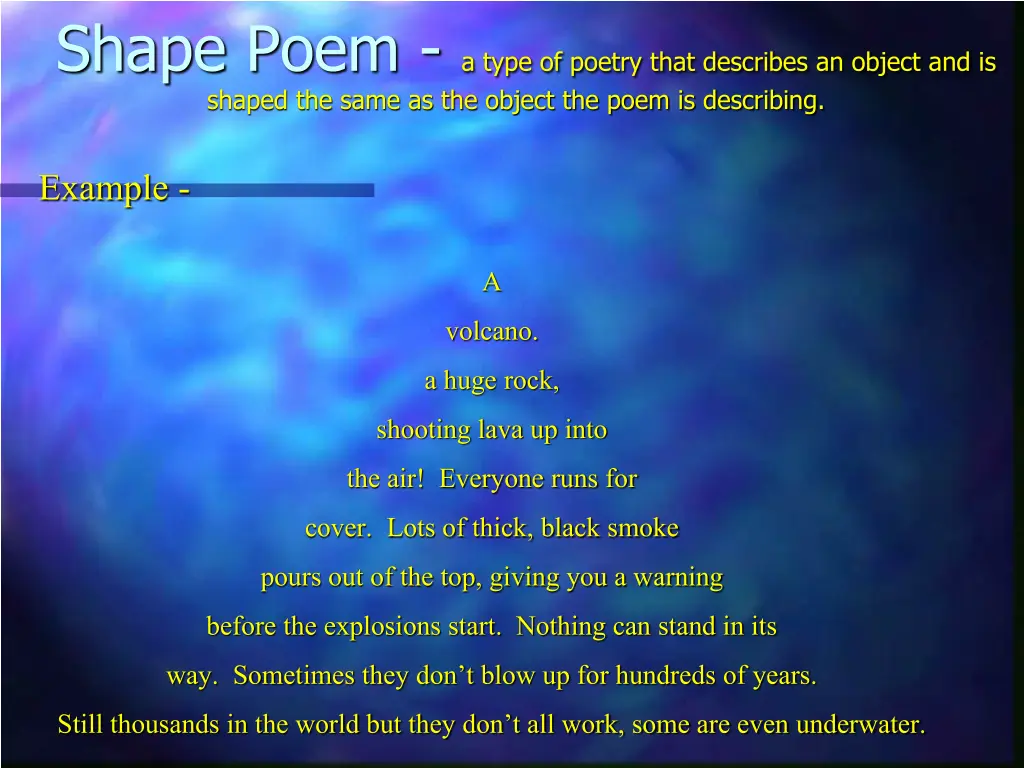 shape poem a type of poetry that describes