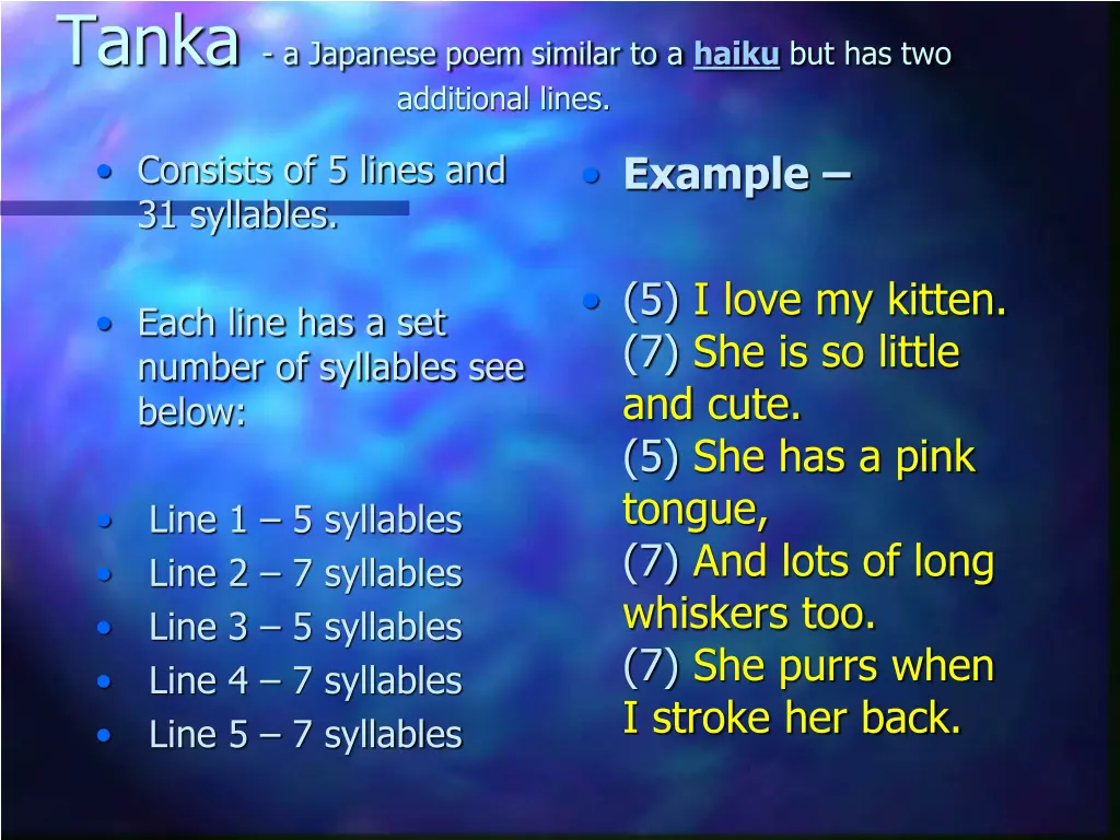 tanka a japanese poem similar to a haiku