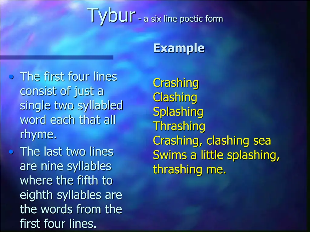 tybur a six line poetic form