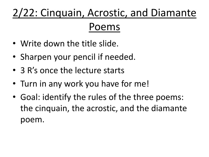 2 22 cinquain acrostic and diamante poems