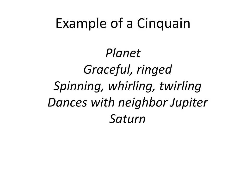 example of a cinquain