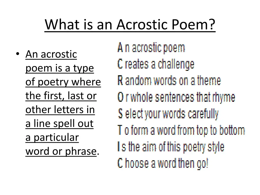 what is an acrostic poem