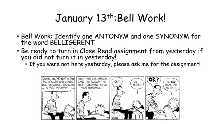 january 13 th bell work