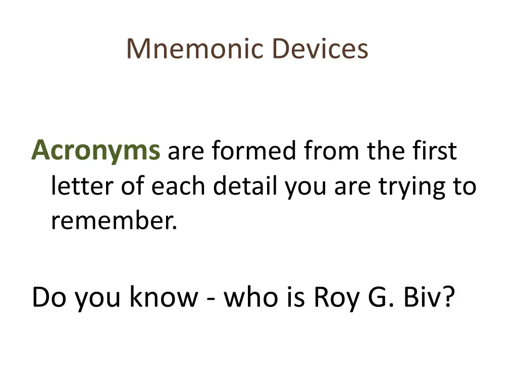 mnemonic devices 1