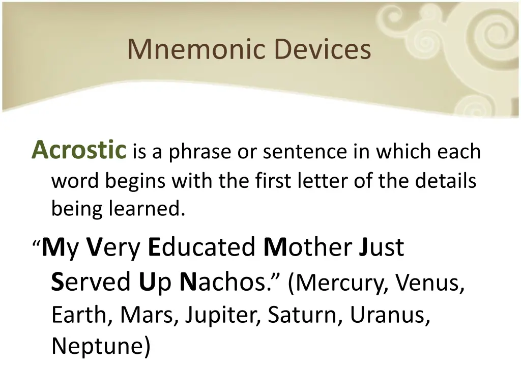 mnemonic devices 9